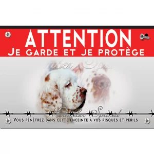 Signalisation personnalisee Profil d'un Clumber Spaniel avec un pelage blanc et des taches marron