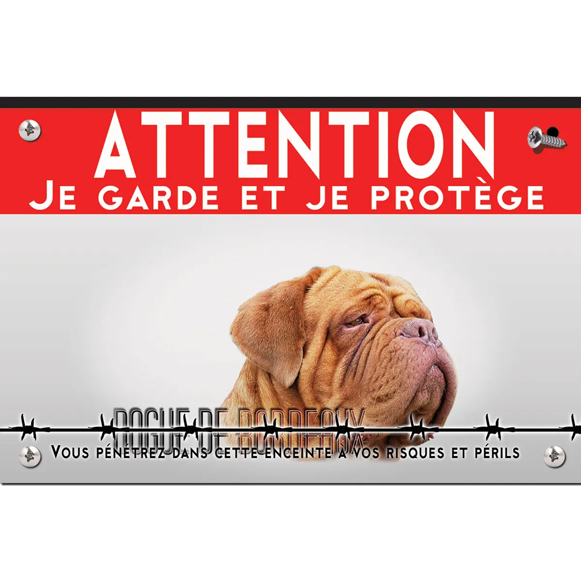 Signalisation personnalisee Dogue de Bordeaux avec des traits caractéristiques