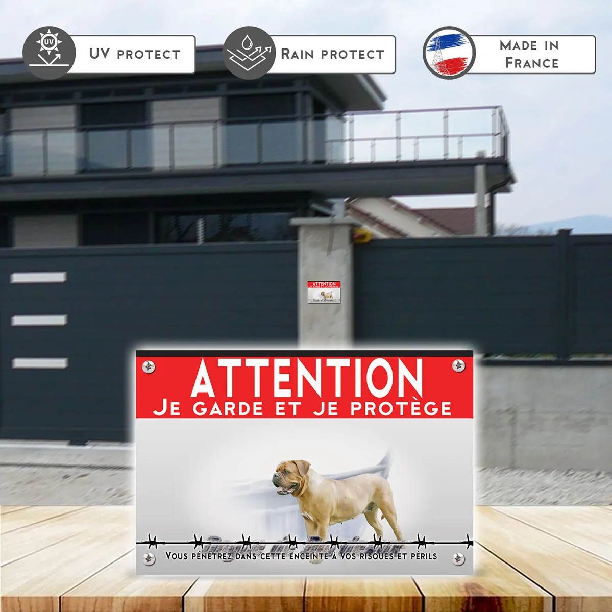 Grande pancarte Dogue de Bordeaux sur fond transparent