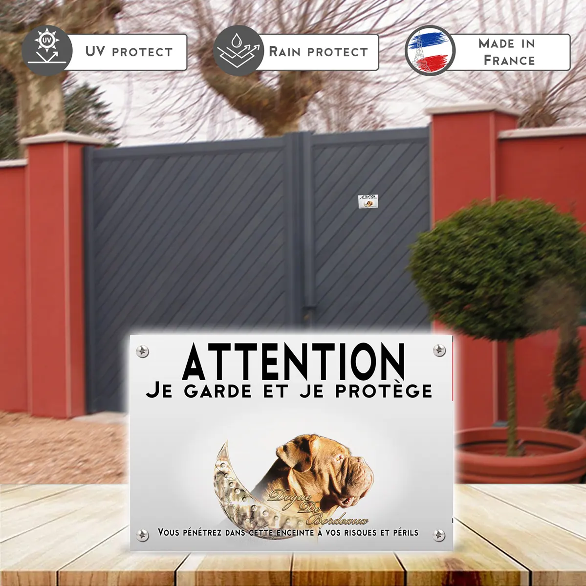 Plaques Dogue de Bordeaux en profil avec éclairage doux