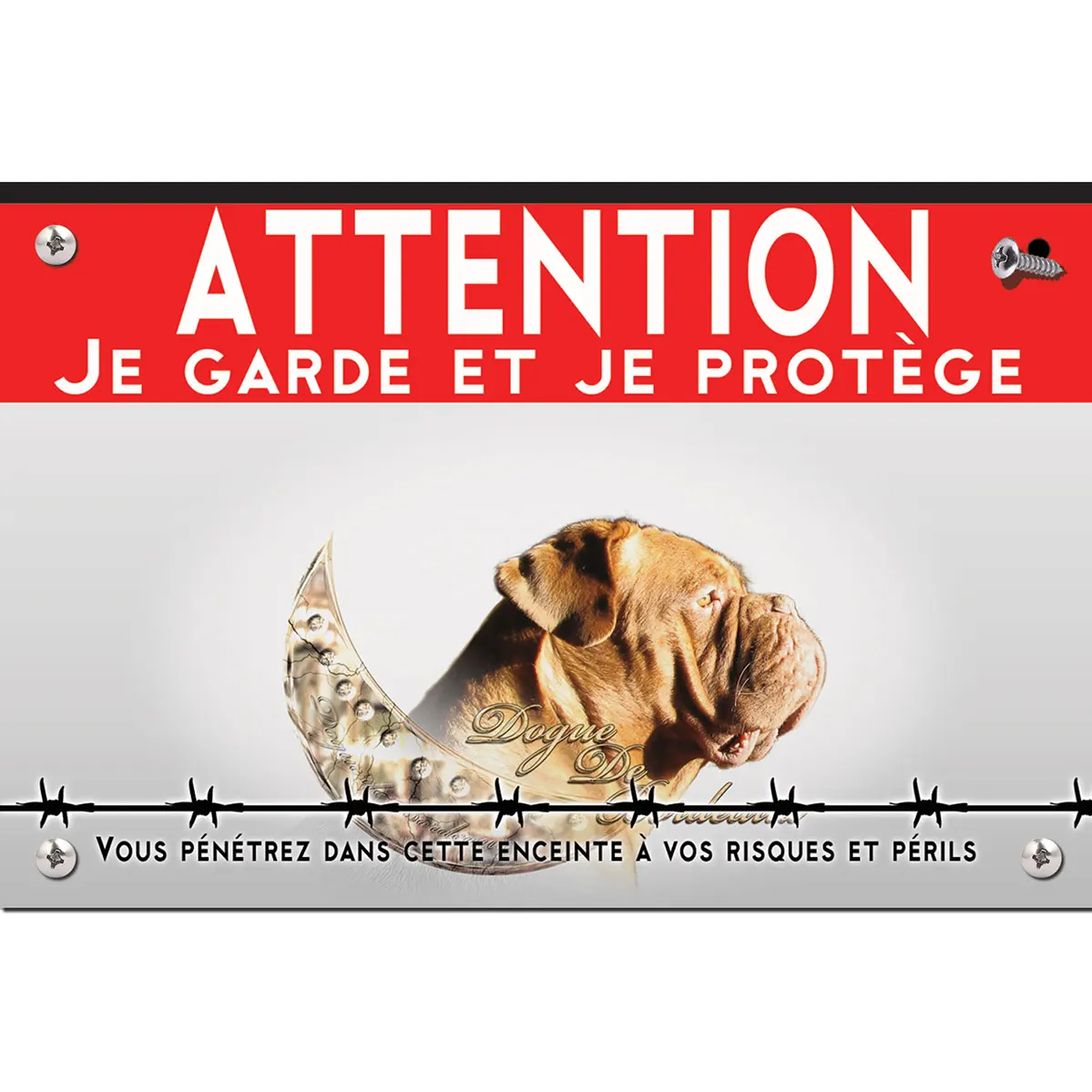 Signalisation personnalisee Dogue de Bordeaux en profil avec éclairage doux