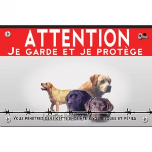 Signalisation personnalisee Trois chiens Labrador Retriever portrait