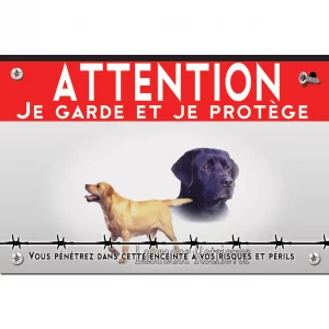 Signalisation personnalisee Labrador Retriever avec dessiné 2 chiens