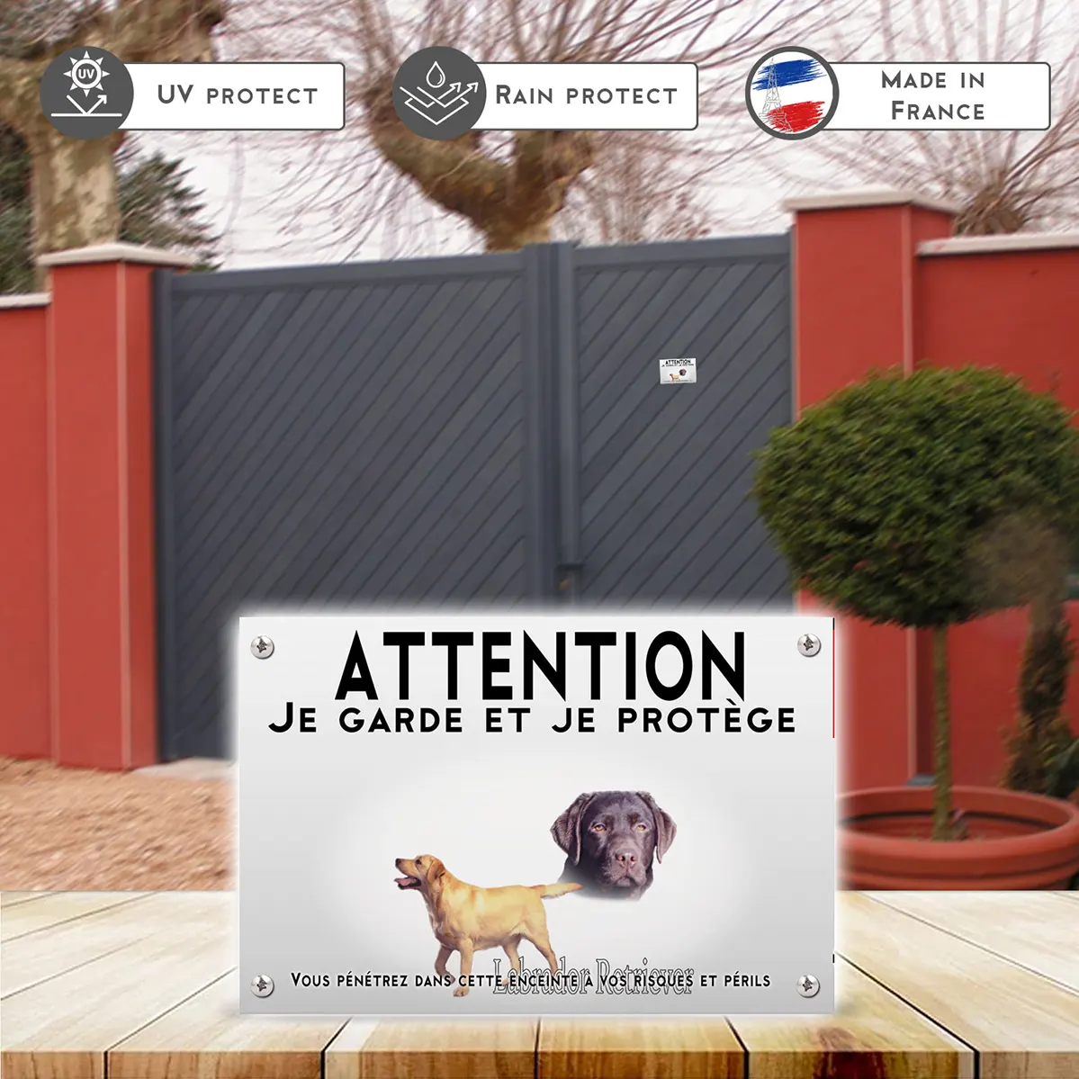 Plaques Deux Labrador Retrievers un noir et un jaune