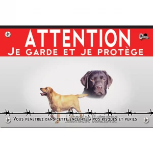 Signalisation personnalisee Deux Labrador Retrievers un noir et un jaune
