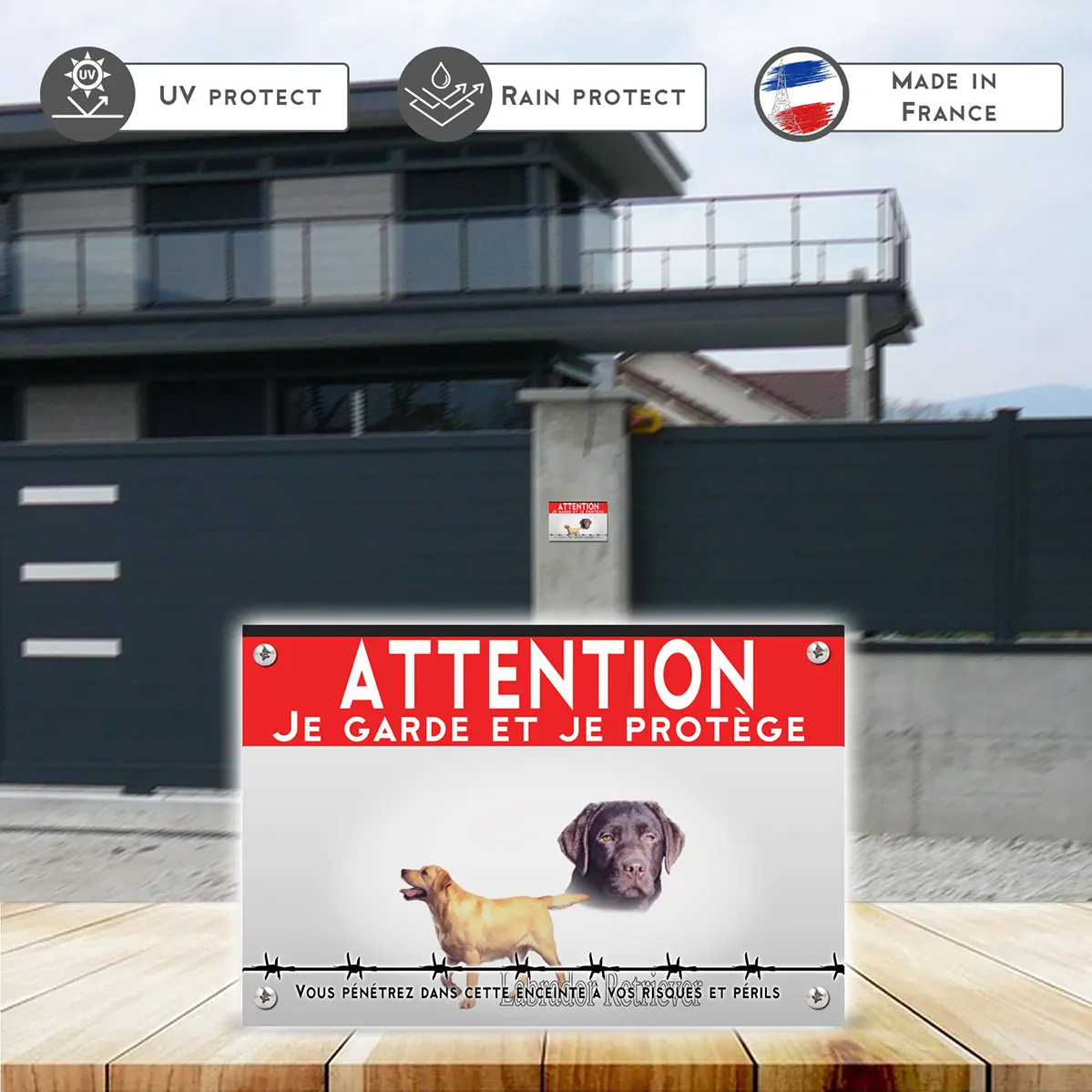 Grande pancarte Deux Labrador Retrievers un noir et un jaune