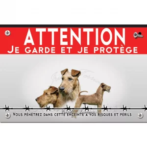 Signalisation personnalisee Trois Irish Terriers deux têtes et un chien entier
