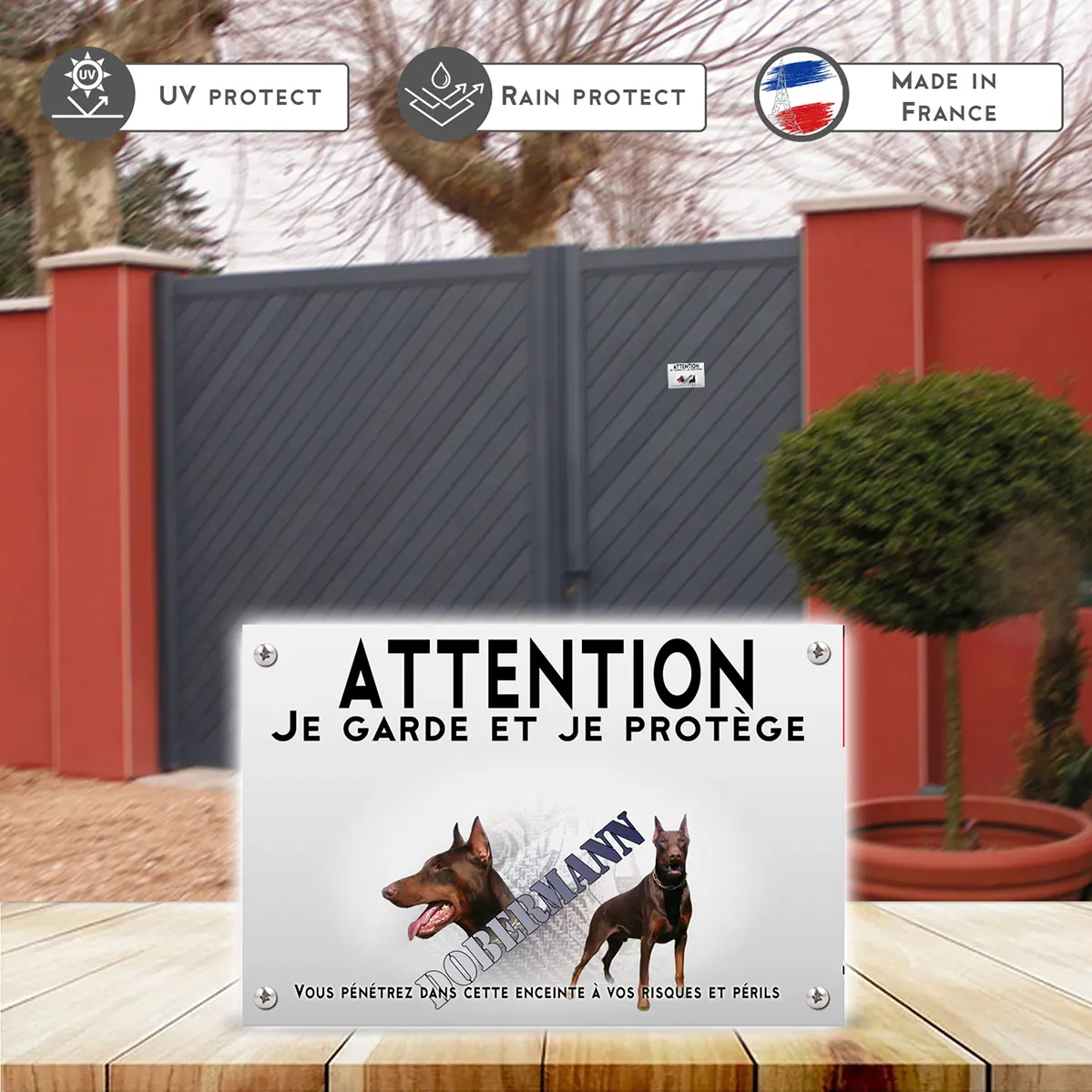 Plaques Image de deux Dobermanns avec texte