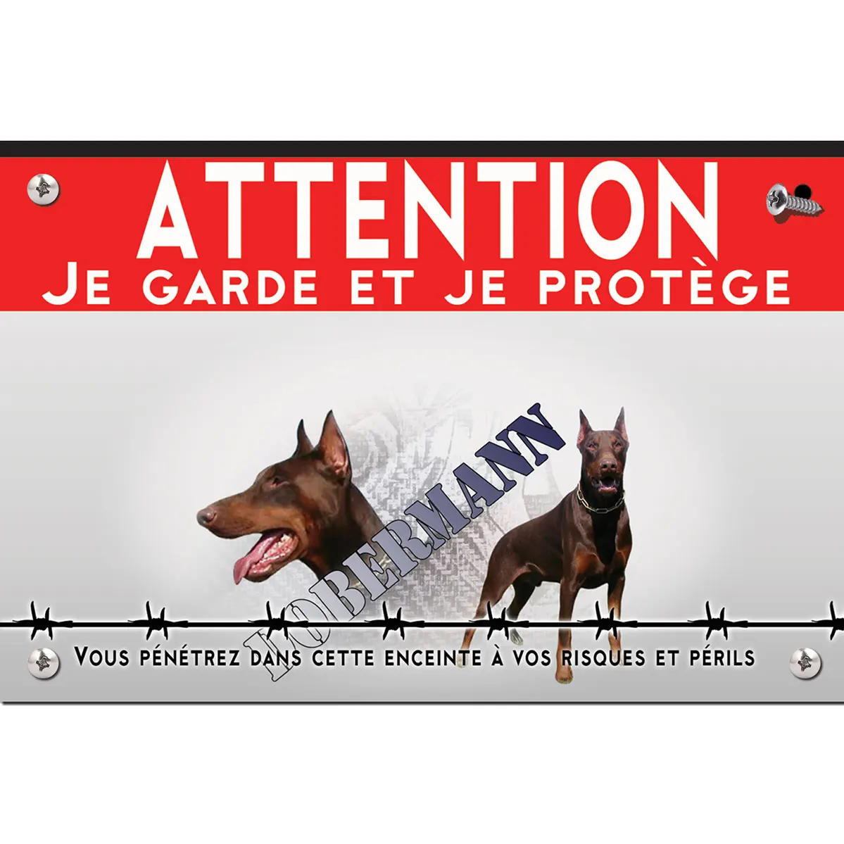 Signalisation personnalisee Image de deux Dobermanns avec texte
