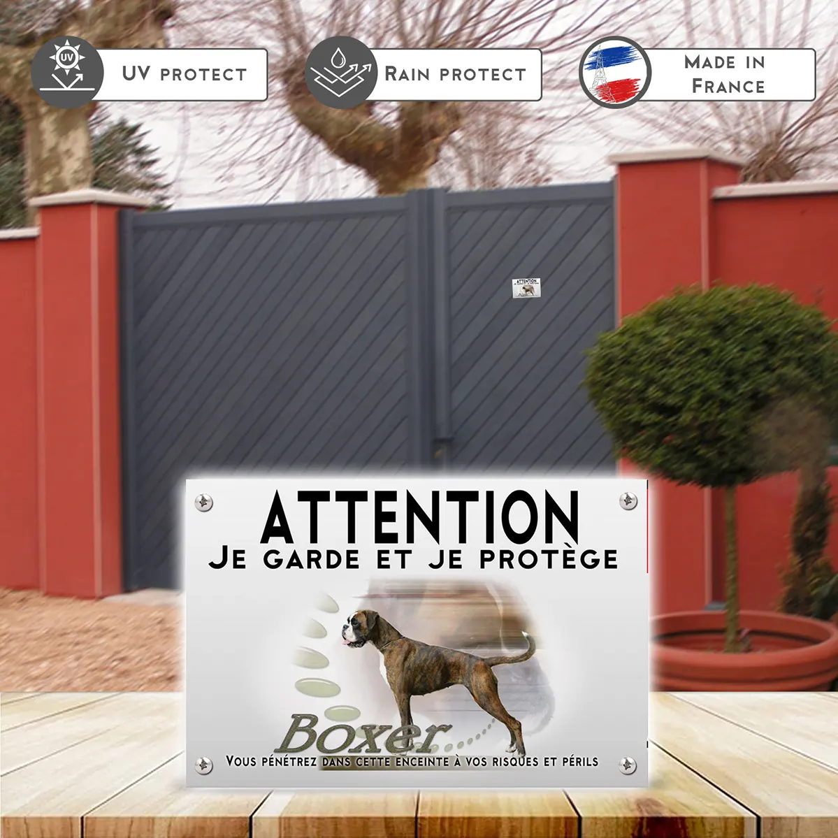 Plaques Boxer en profil avec texte 'Boxer' en bas