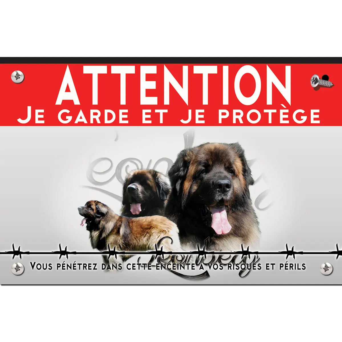 Signalisation personnalisee Collage de chiens Léonberg avec un fond coloré