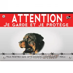Signalisation personnalisee Image d'un Rottweiler avec texte