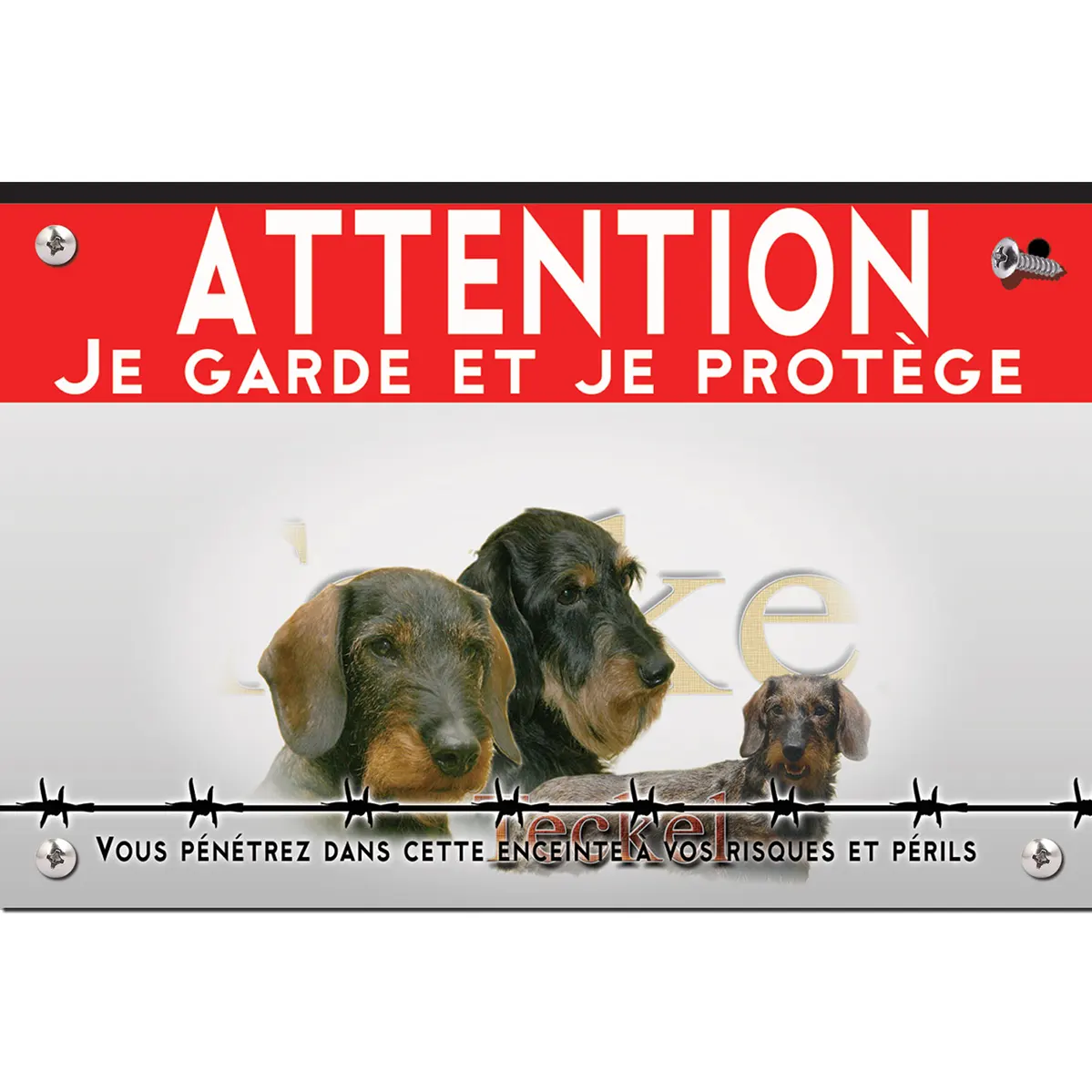 Signalisation personnalisee Visuel de Teckels avec têtes et un chien entier
