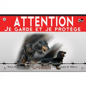 Signalisation personnalisee Quatre Teckels avec longs poils et un en entier