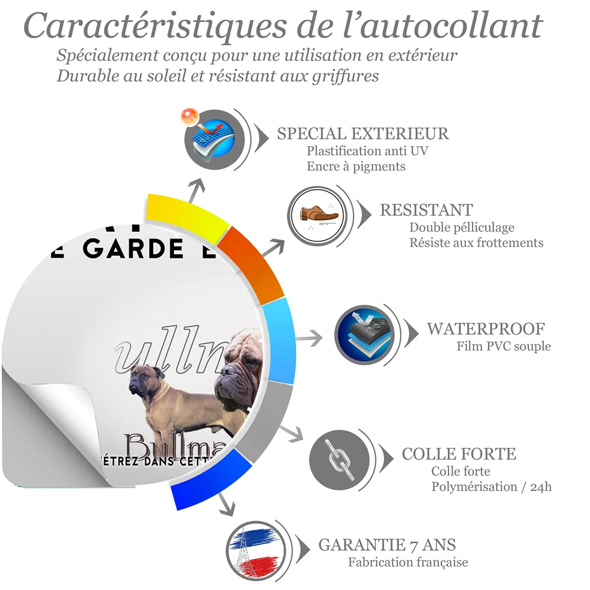 Sticker Trois bullmastiffs en gros plan et un en entier