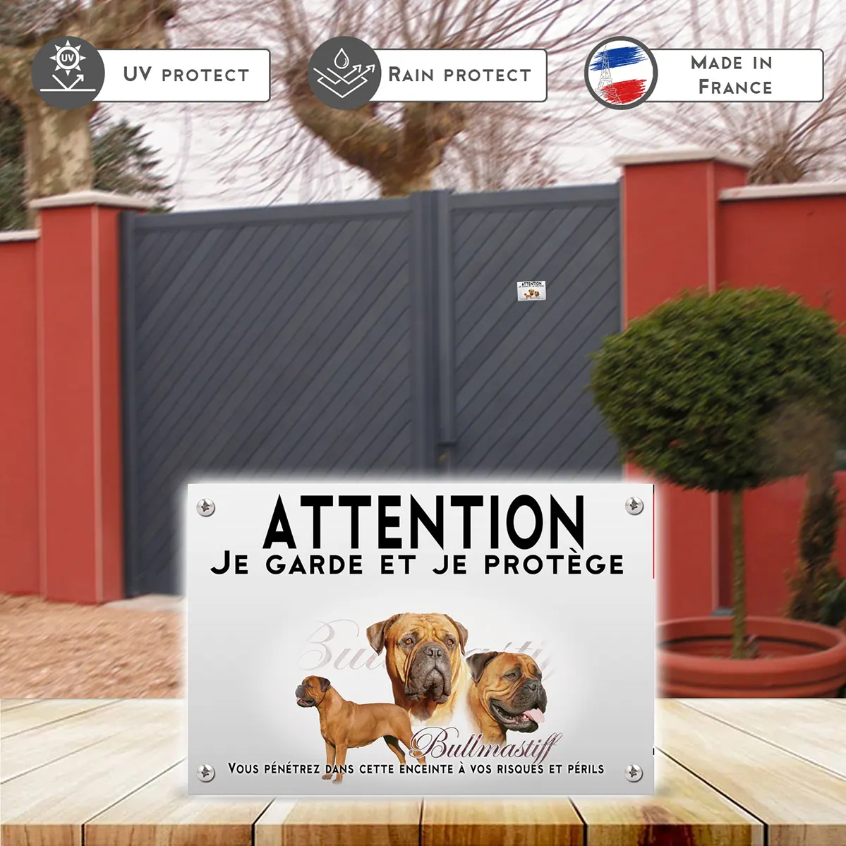 Plaques Bullmastiff avec 3 têtes et un chien entier