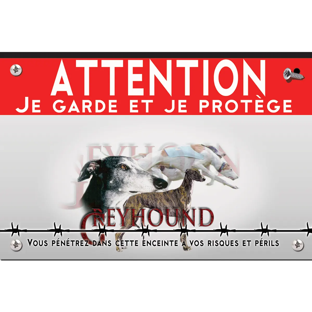 Signalisation personnalisee Montage graphique de Greyhounds en profil et entier