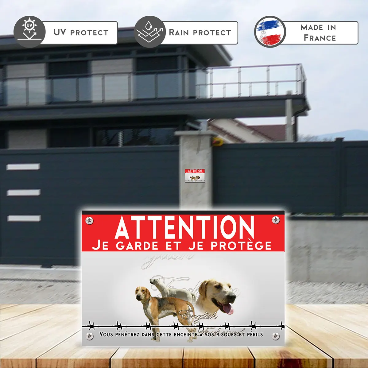 Grande pancarte Deux English Foxhounds en pleine nature