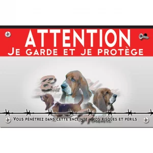 Signalisation personnalisee Visuel de Basset Hound avec trois chiens