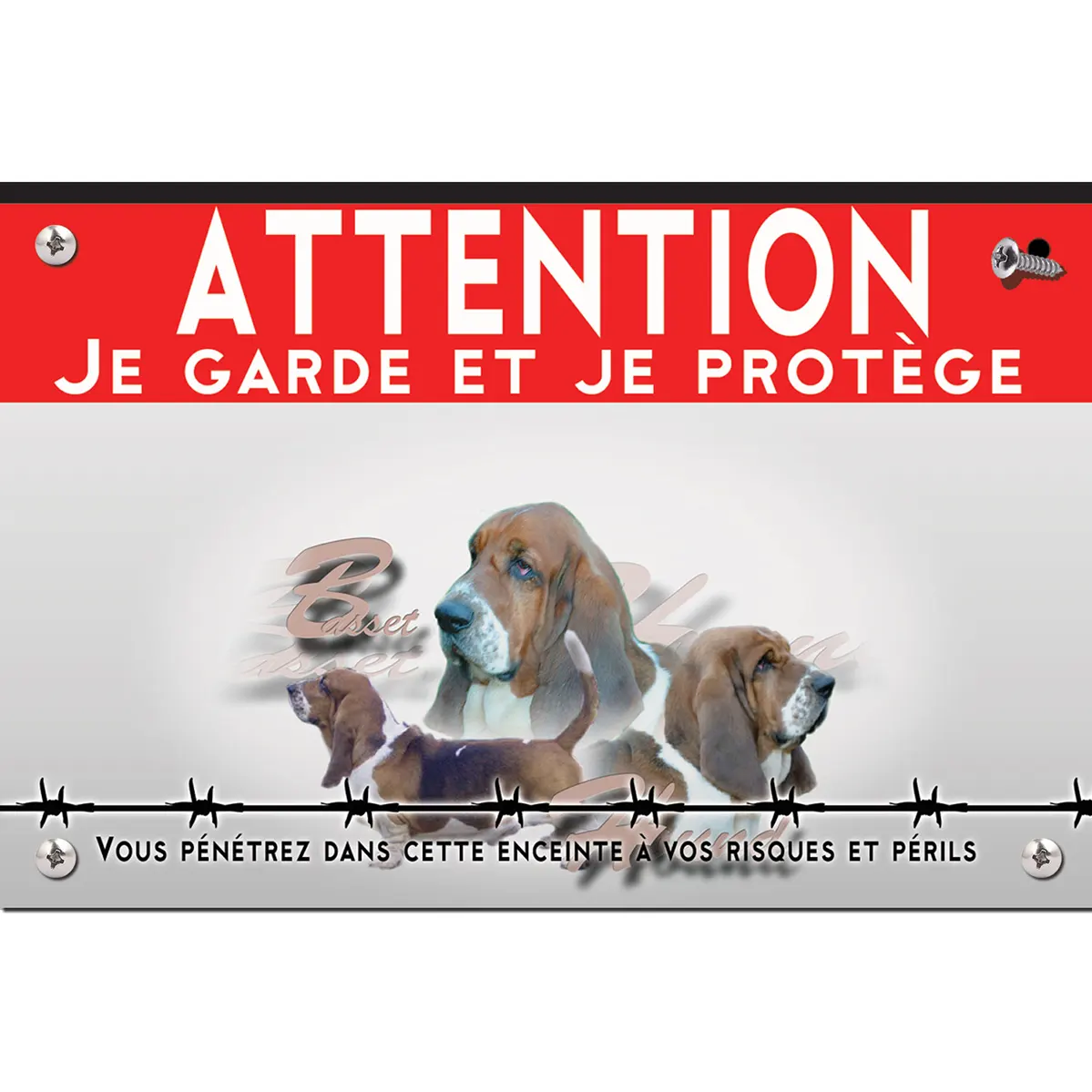 Signalisation personnalisee Visuel de Basset Hound avec trois chiens
