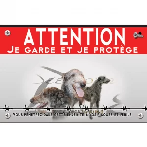 Signalisation personnalisee Un Deerhound illustré avec ses têtes et corps
