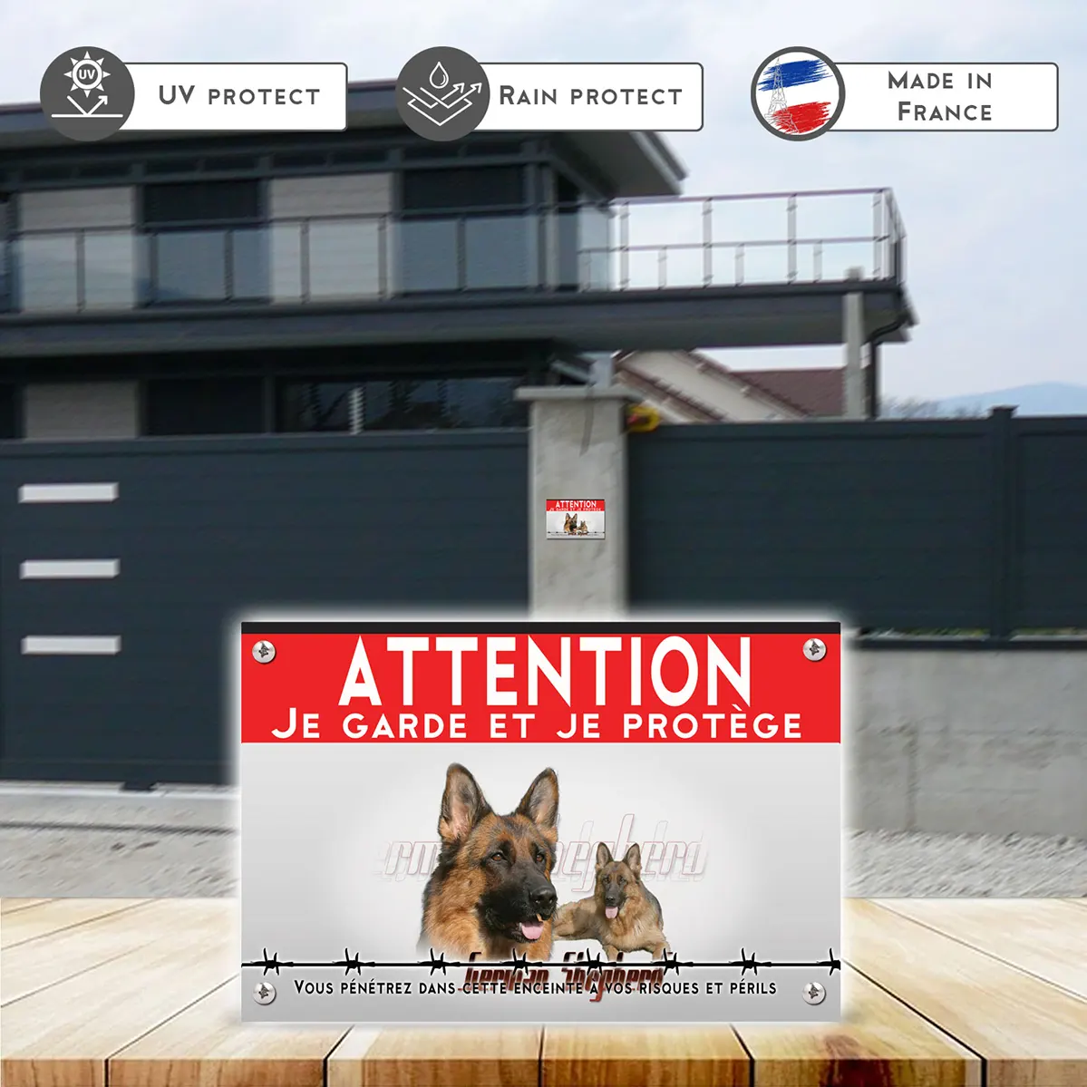 Grande pancarte Illustration d'un Berger Allemand avec un chiot