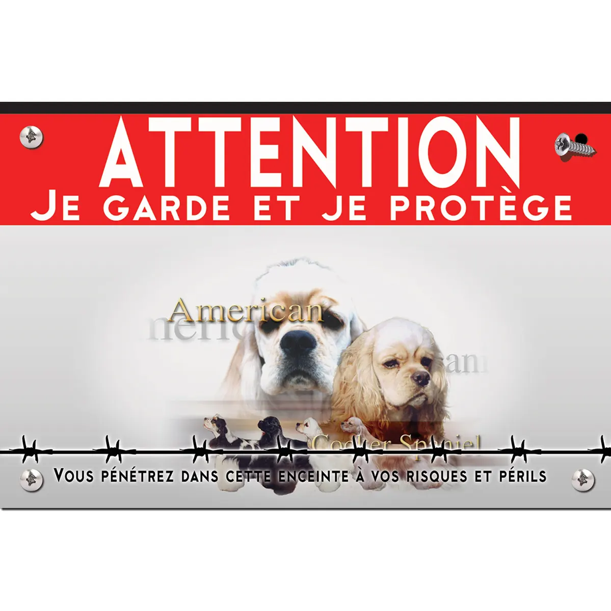 Signalisation personnalisee American Cocker Spaniel avec variations de robe