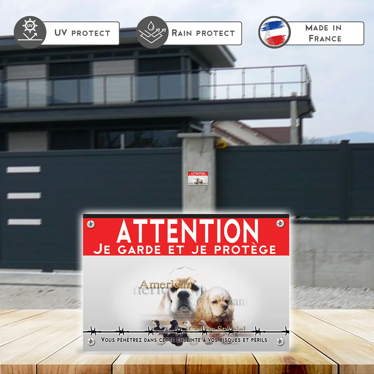 Grande pancarte American Cocker Spaniel avec variations de robe