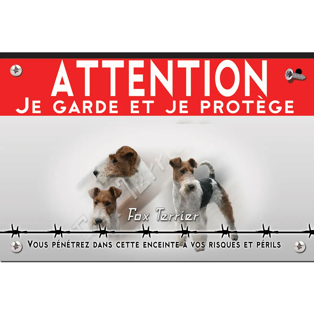 Signalisation personnalisee Trois Fox Terriers avec différentes poses et couleurs