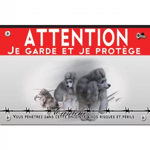 Signalisation personnalisee Trois caniches avec des pelages gris élégants