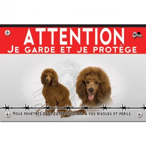 Signalisation personnalisee Deux caniches marron dans un design élégant