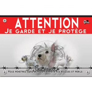 Signalisation personnalisee Deux Schnauzers blancs sur fond graphique noir