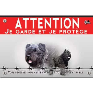 Signalisation personnalisee Bouvier des Flandres avec un fond flou