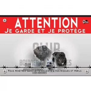Signalisation personnalisee Trois Bouvier des Flandres et des Ardennes en portrait