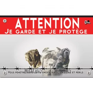 Signalisation personnalisee Deux Mastino Napolitano sur fond clair.