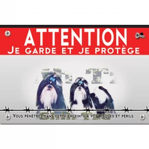 Signalisation personnalisee Image de Shih Tzu avec des rubans dans les cheveux