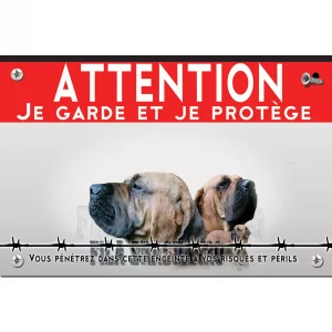 Signalisation personnalisee Deux têtes et un chien entier Fila Brasileiro