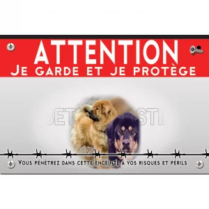 Signalisation personnalisee Tibetan Mastiff with detailed fur and design