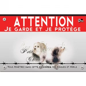 Signalisation personnalisee Deux Petit Chien Lion avec un fond coloré