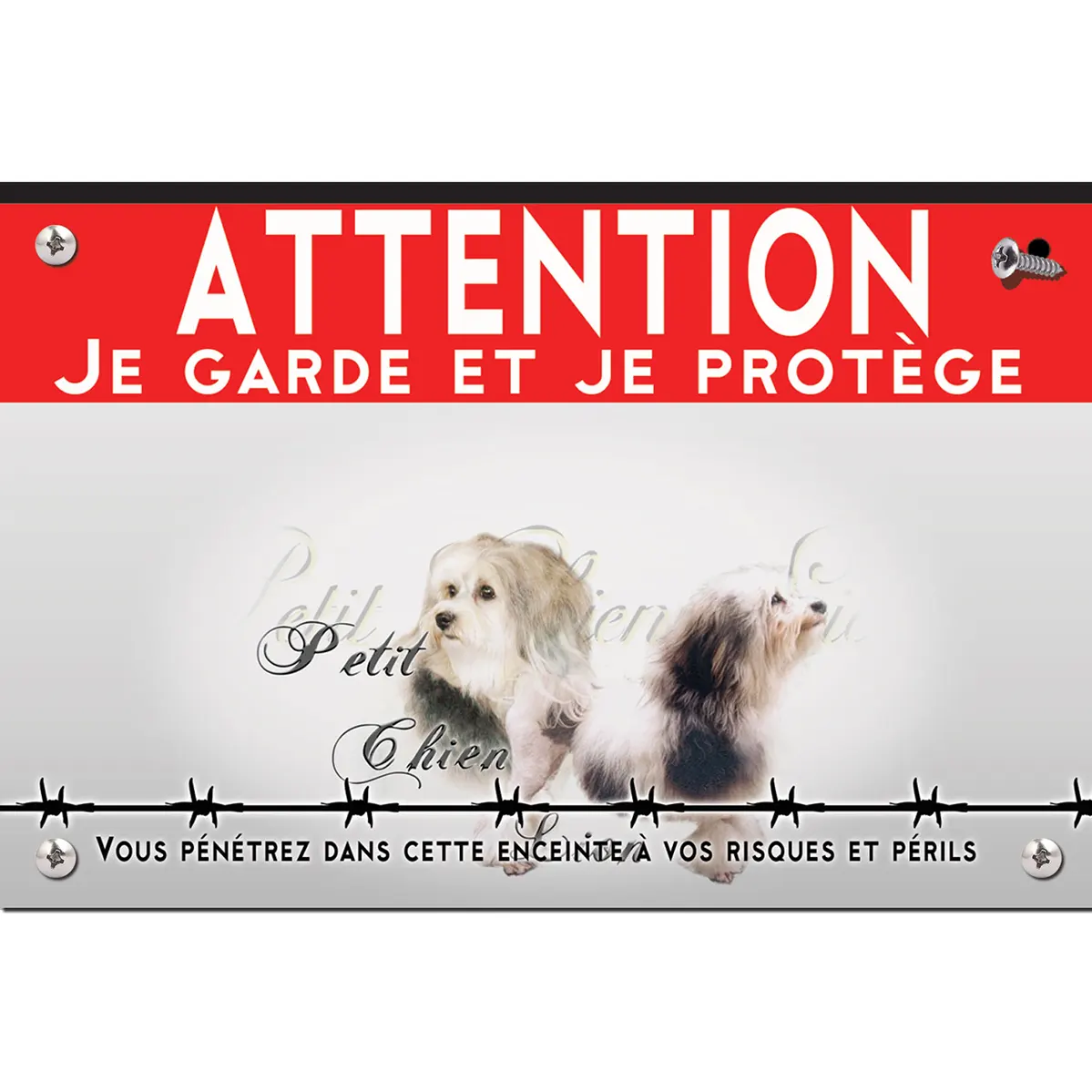 Signalisation personnalisee Deux Petit Chien Lion avec un fond coloré