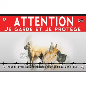 Signalisation personnalisee Deutsche Dogge avec tête en arrière plan