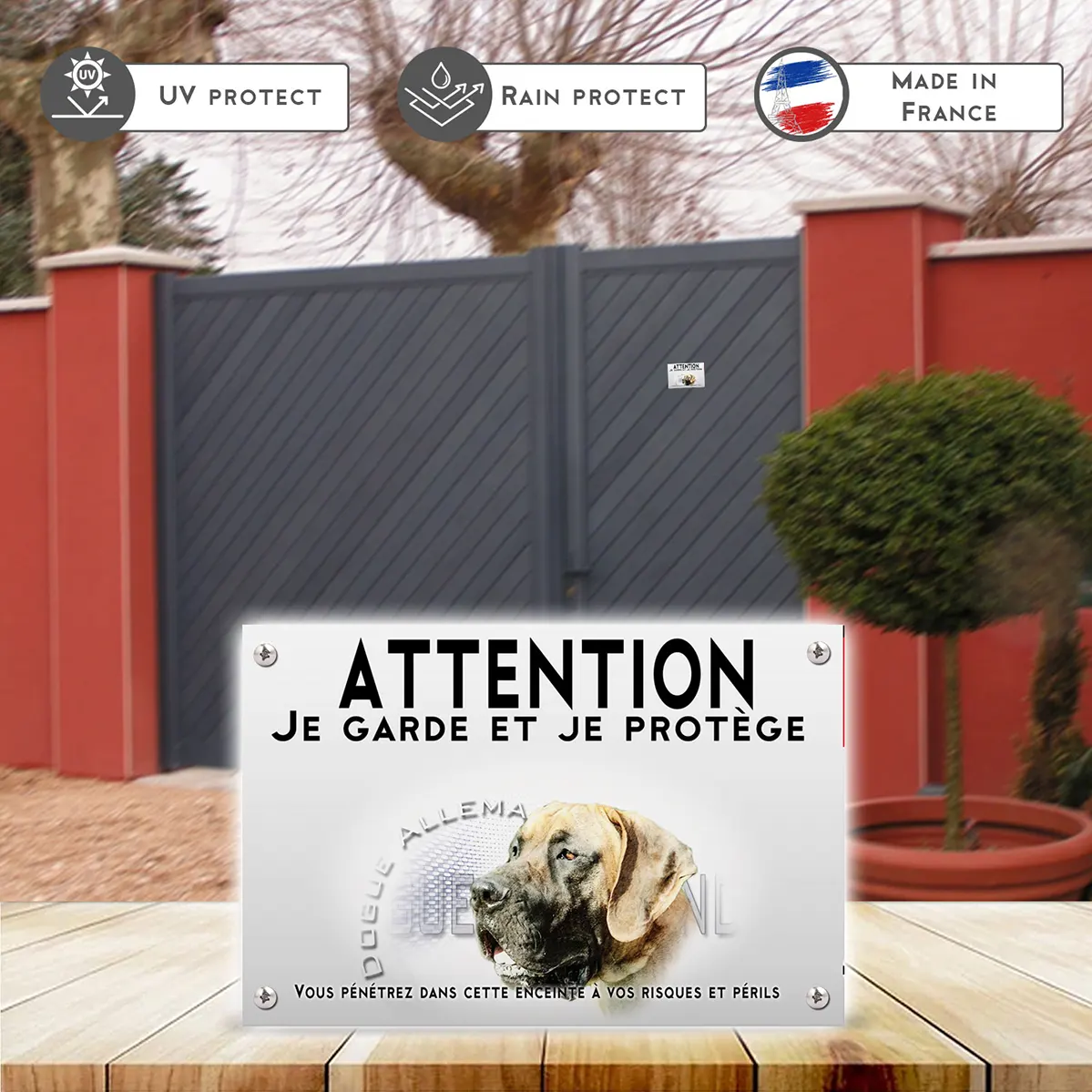 Plaques Dogue Allemand avec fond en couleur vive