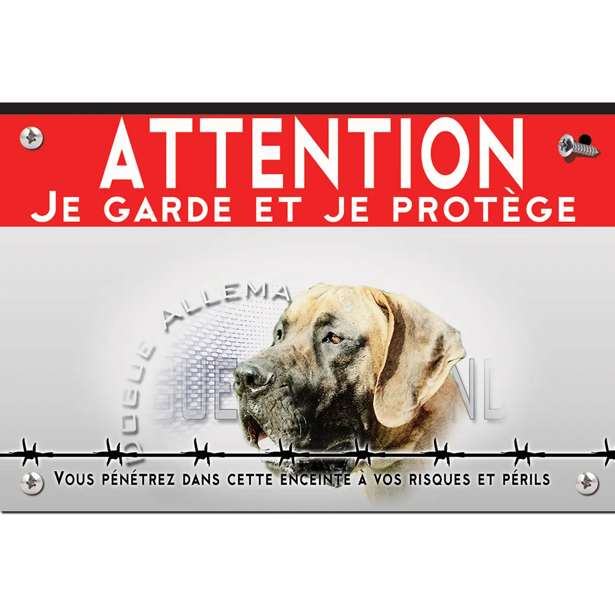 Signalisation personnalisee Dogue Allemand avec fond en couleur vive