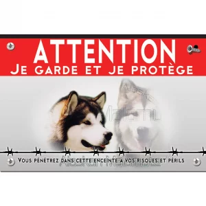Signalisation personnalisee Alaskan Malamute avec texte artistique