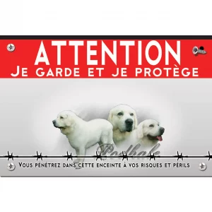 Signalisation personnalisee Trois Podhalans avec un fond stylisé et écrit Podhalan