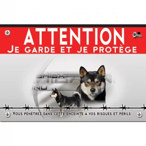 Signalisation personnalisee Illustration d'un Shiba Inu avec un fond coloré