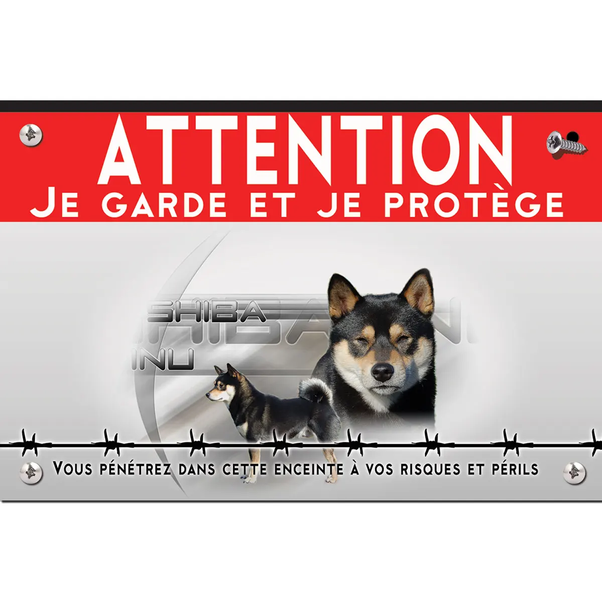 Signalisation personnalisee Illustration d'un Shiba Inu avec un fond coloré