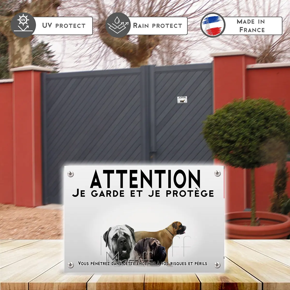 Plaques Image de deux Mastiffs avec du texte