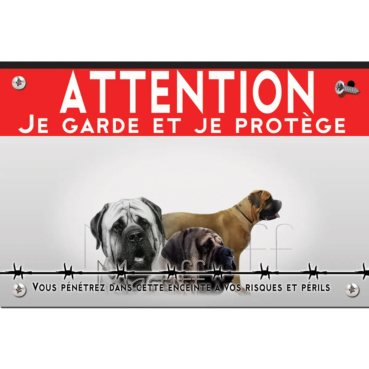 Signalisation personnalisee Image de deux Mastiffs avec du texte