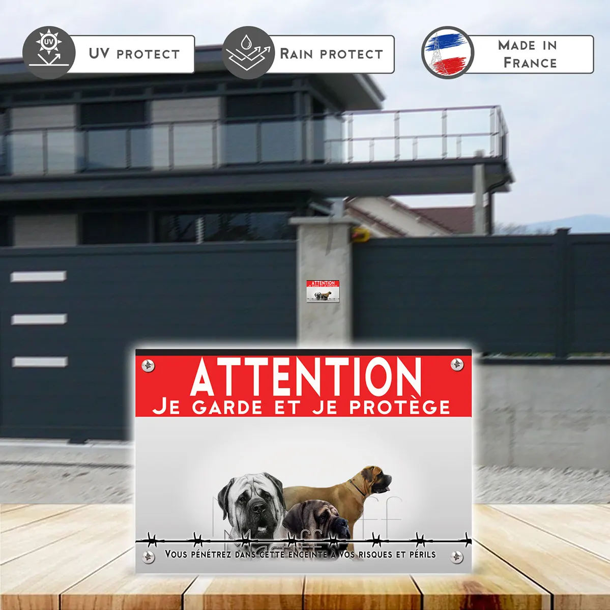 Grande pancarte Image de deux Mastiffs avec du texte
